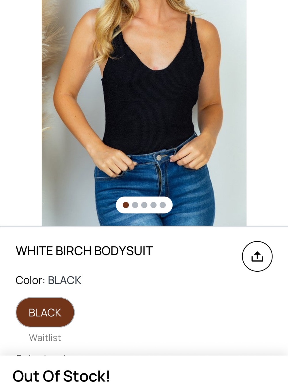 White Birch Black Ribbed V-Neck Bodysuit lace up in the back NWOTS